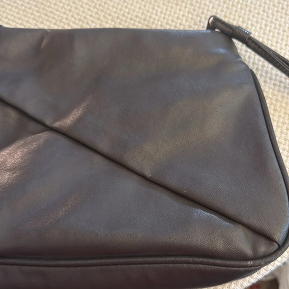 Vintage women’s clutch wristlet bag, 80s style shaped dark gray - Picture 6 of 12
